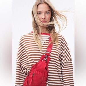 Free People Classic Striped Oversized Crewneck Top